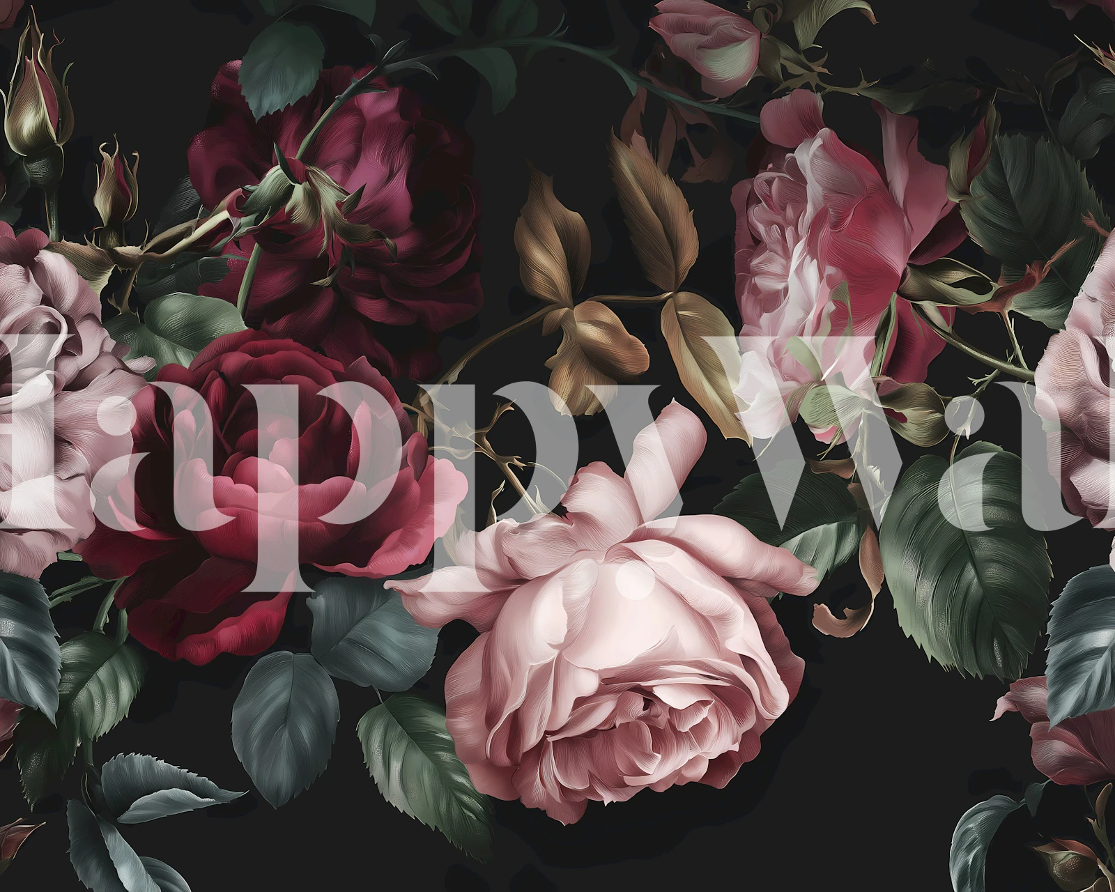 Dark Romantic Roses tapete istabā