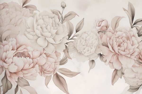 Soft Beige Peonies