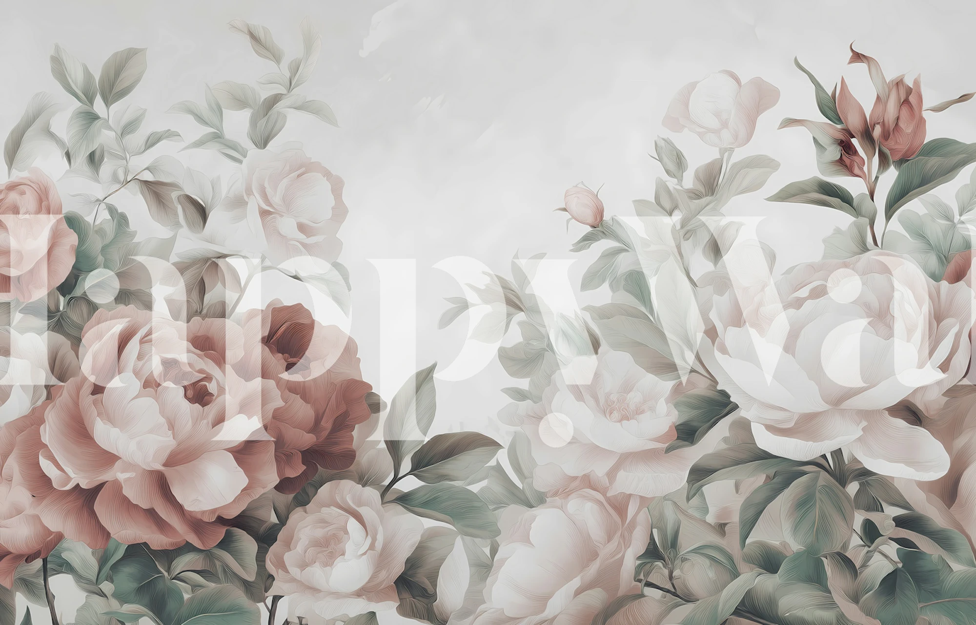Dusty Rose Floral Romance wallpaper in a room