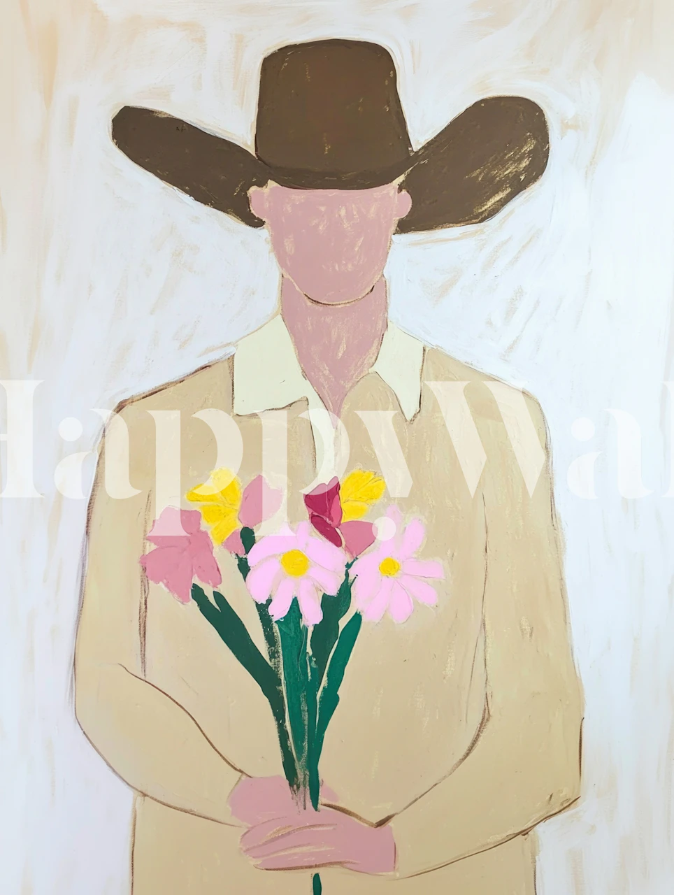 Gentleman cowboy wallpaper in a room setting