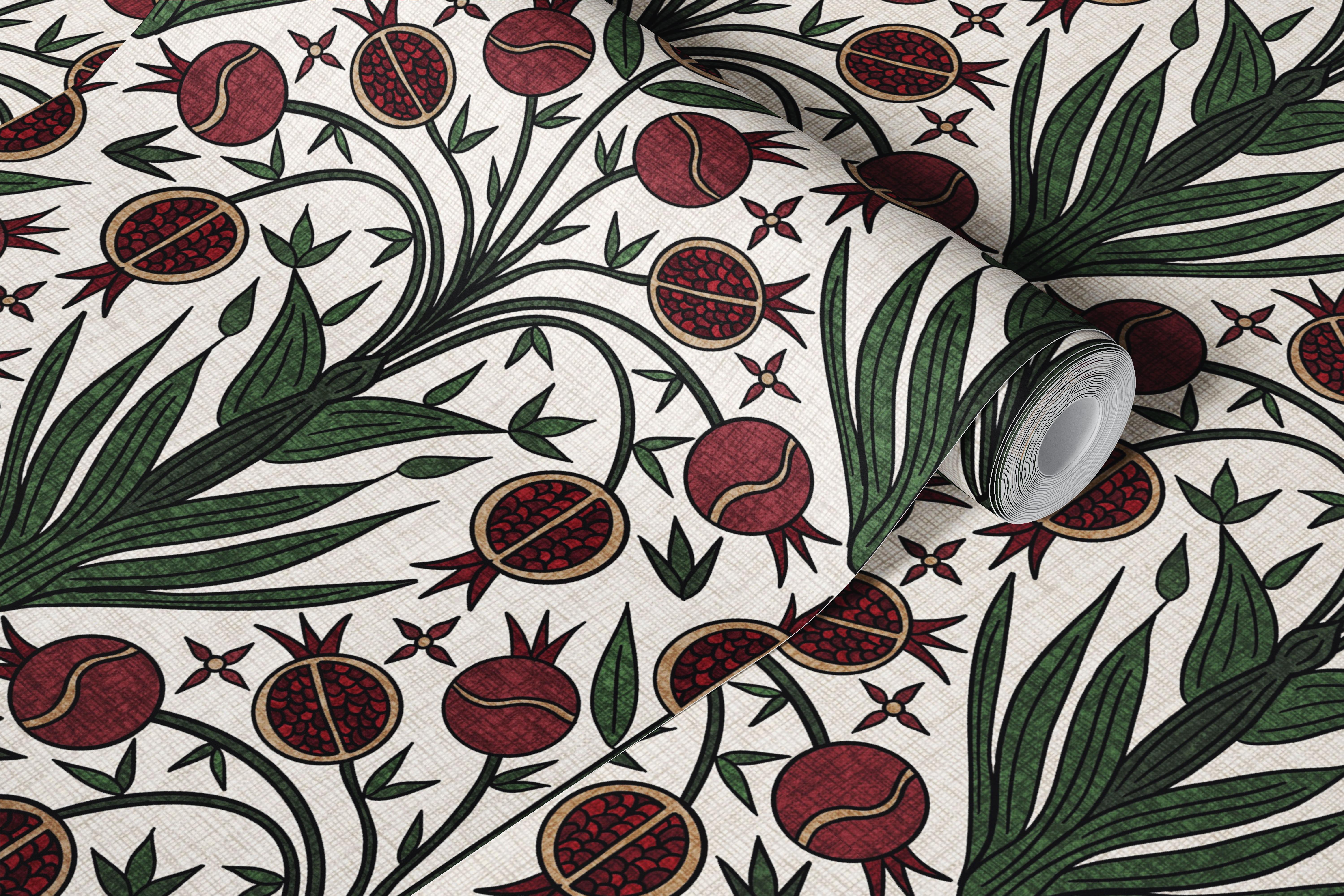 Pomegranate Suzani Garden behang in een kamer