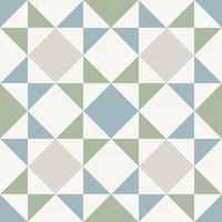 Modern Geometric Tiles - Sage Green and Blue tapeta