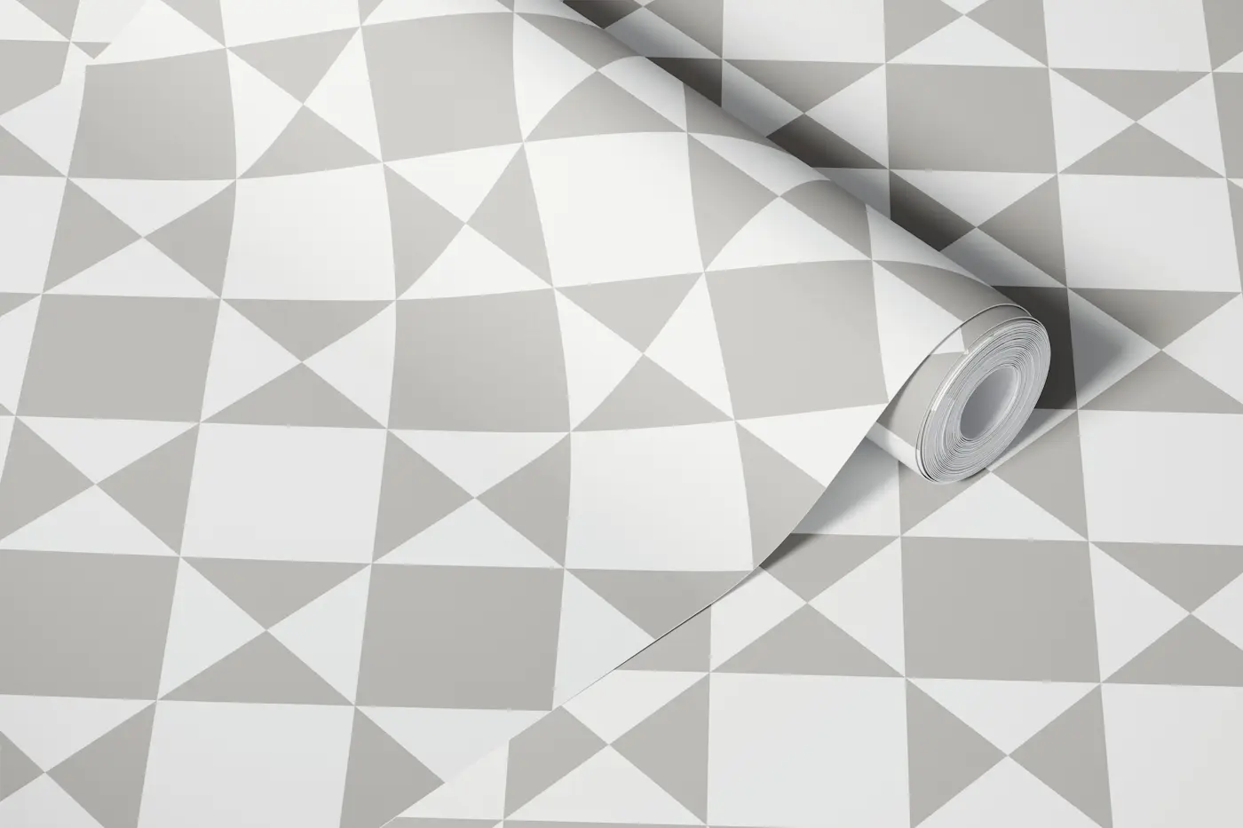 Modern Geometric Tiles - Gray and White wallpaper roll
