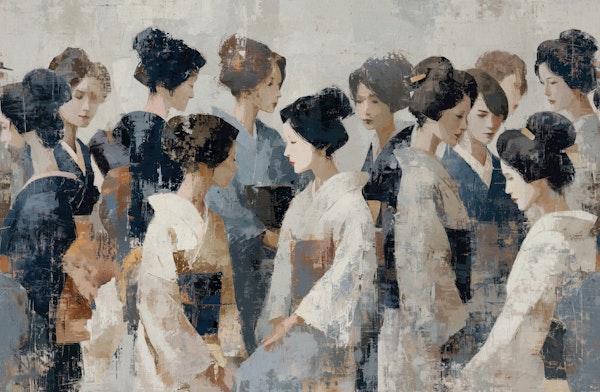 Japanese Geisha Group Mural