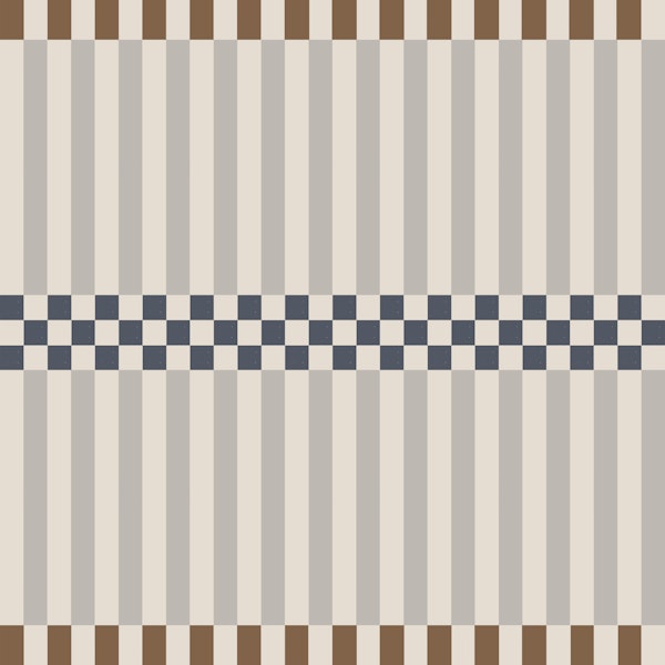 Neutral Stripes with Navy Checker Band