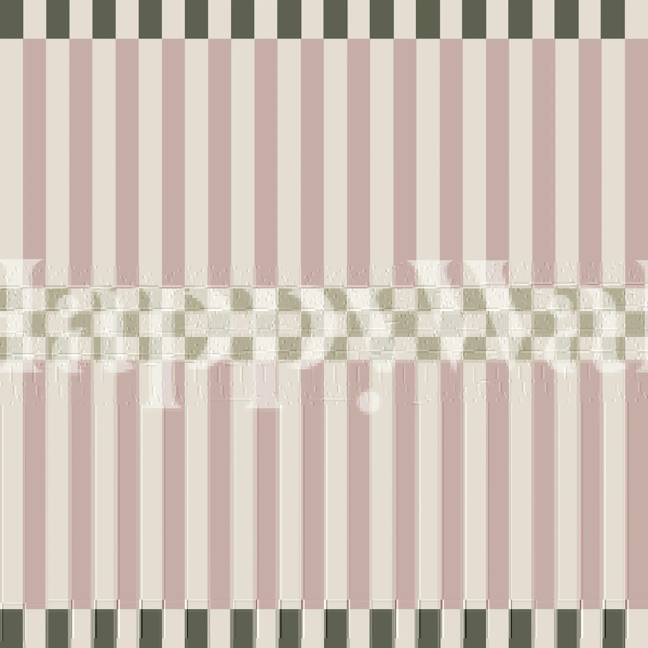 Blush Beige Stripes and Checkerband wallpaper in a room