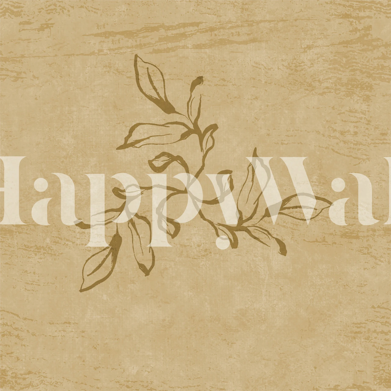 Calligraphy Leaves - Honey tapet i et rum