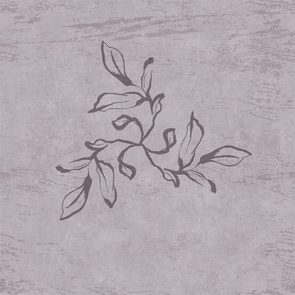 Japandi Calligraphy Leaves - Misty Mauve