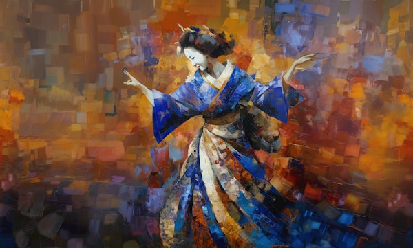 Dancing Japanese Geisha Mural