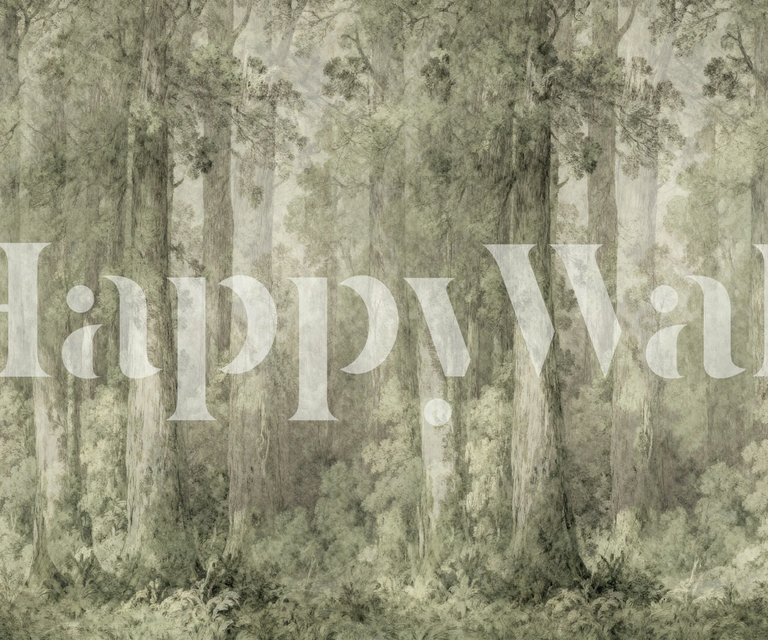 Vintage watercolor forest wallpaper design
