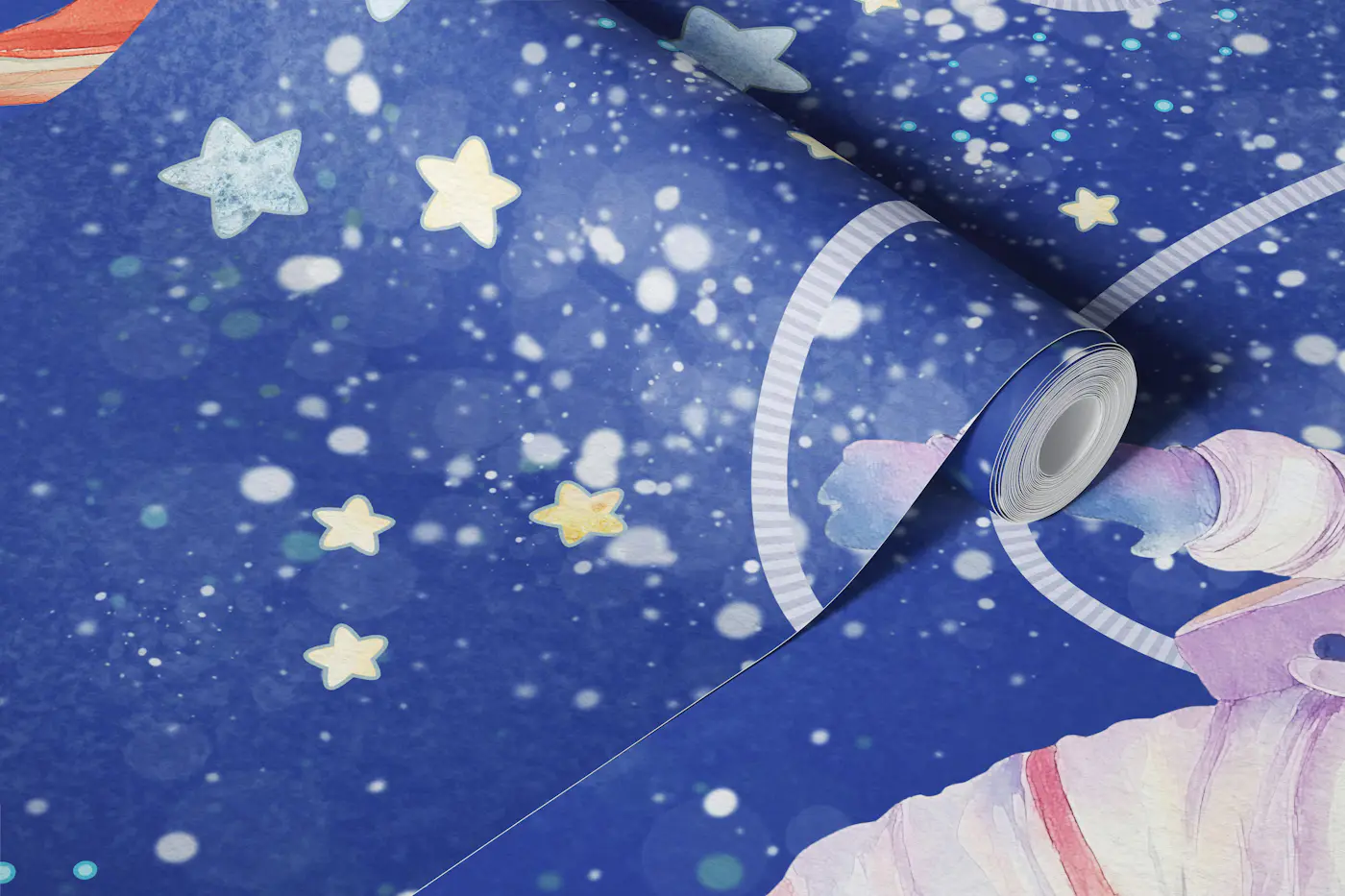 Dreamy Space Adventure Cobalt Blue wallpaper roll