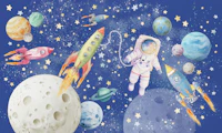 Dreamy Space Adventure Cobalt Blue tapeet