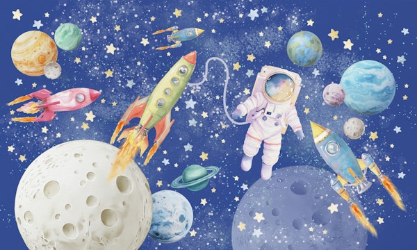 Dreamy Space Adventure Cobalt Blue