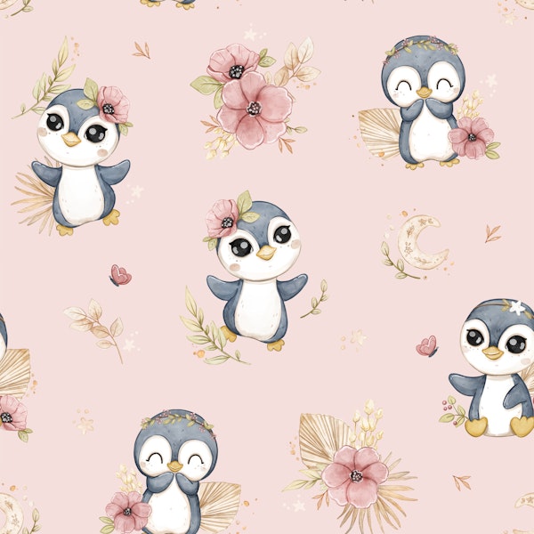 Boho Penguins - pink
