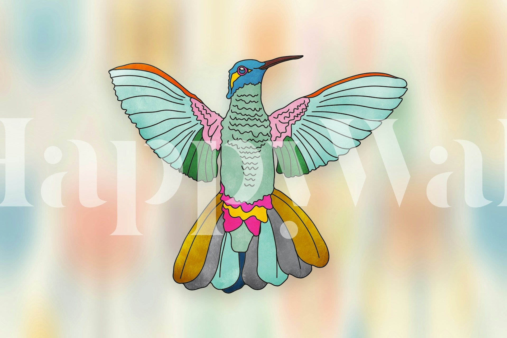 Colorful hummingbird wallpaper design