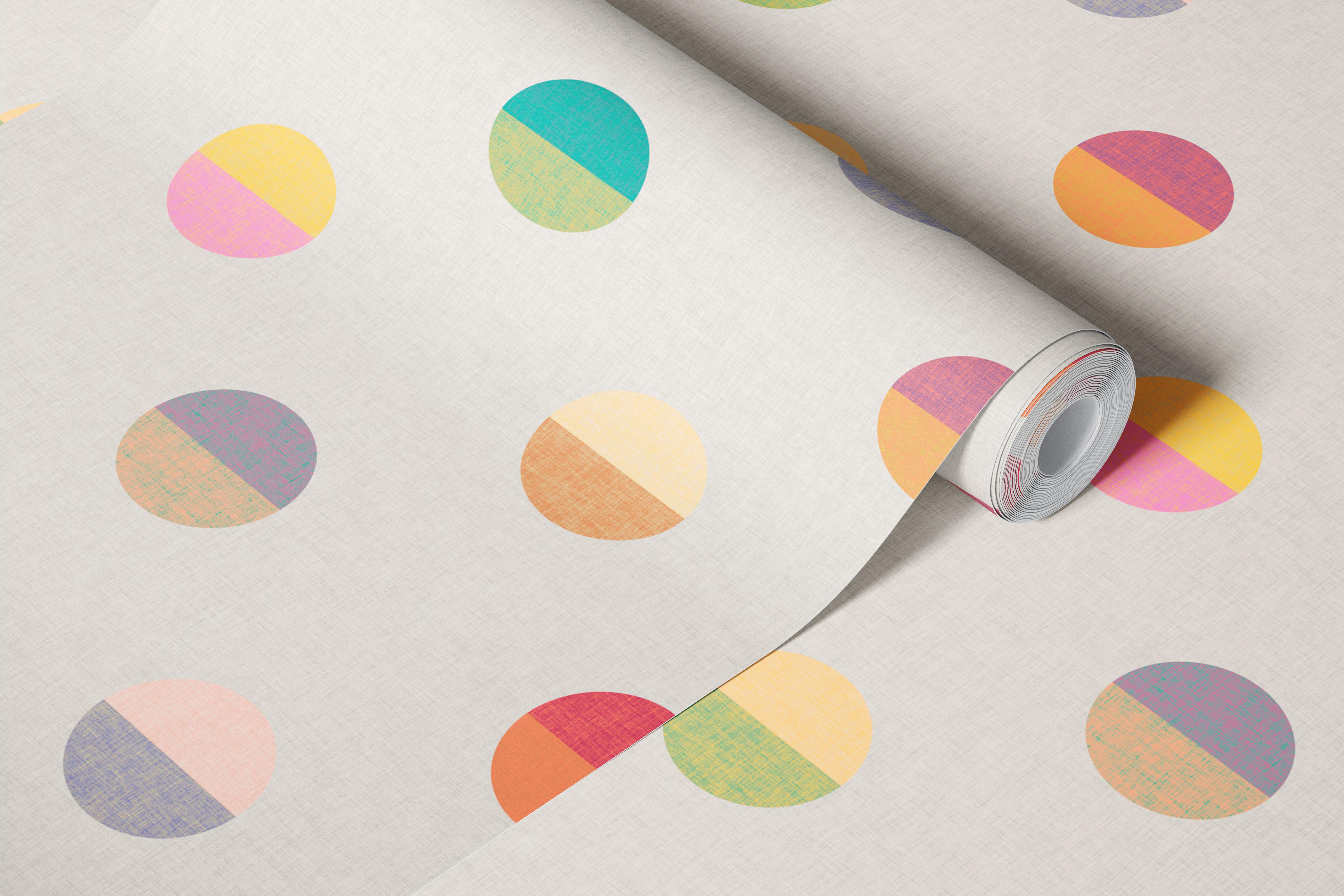 Pastel sunset circles wallpaper in a room