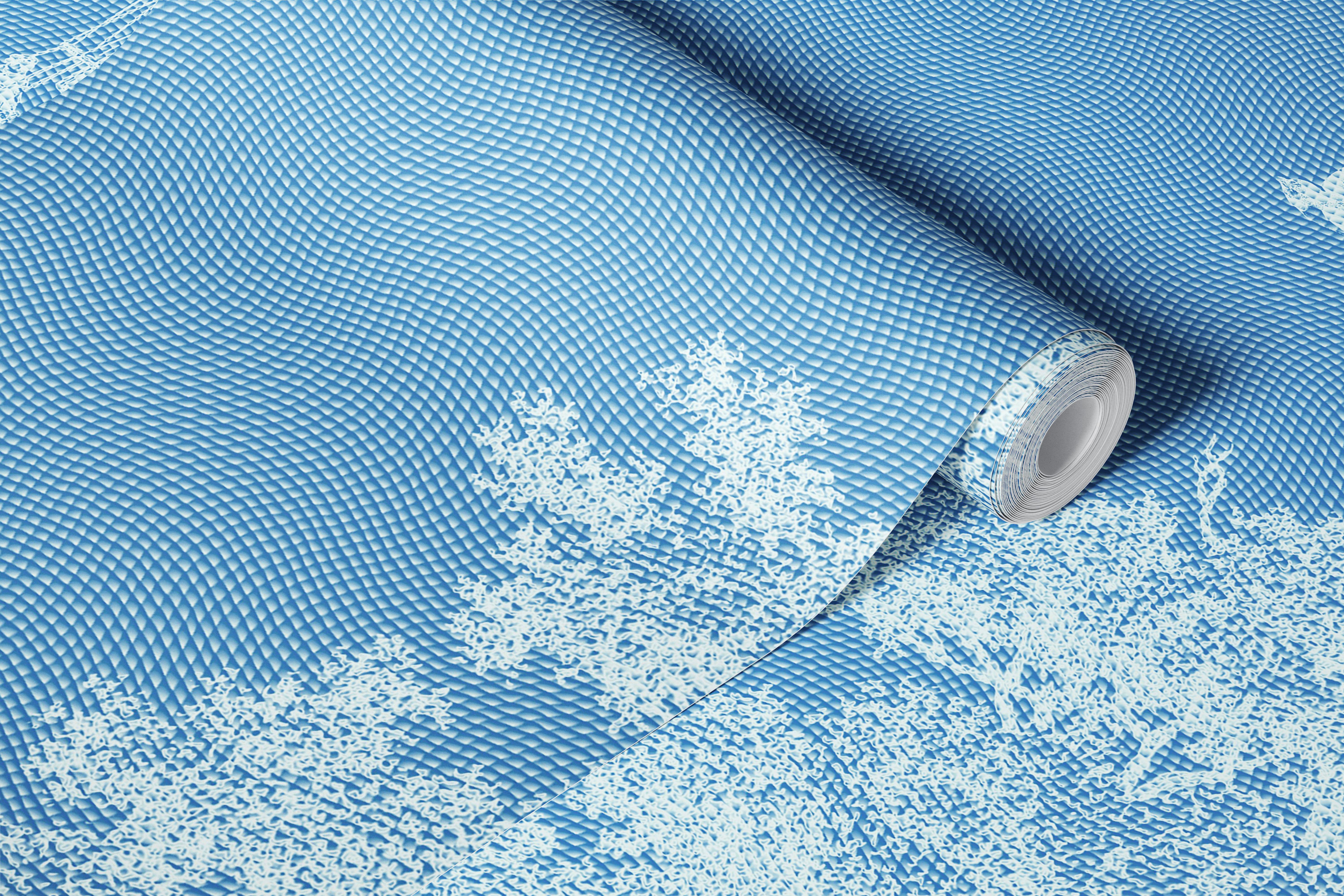 Vintage Scene in Pastel Blue Wallpaper