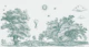 Vintage Scene in Green and White
