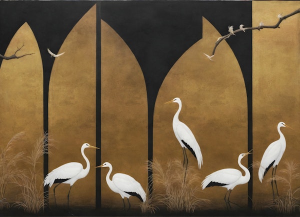 Golden Archway Crane Mural