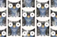 Mid Century Owls - Black & Blue