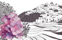 Mediterranean Village Line Art wallpaper