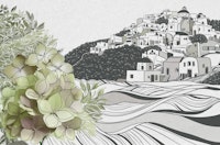 Hydrangea and Island Village tapet