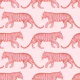 Flame Red Tigers on Soft Pink