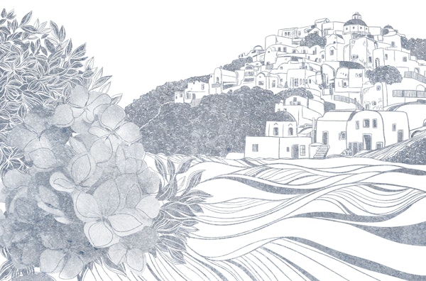 Blue Mediterranean Coastal Town
