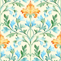 Florentine Floral Watercolor Damask Medium behang