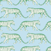 Kelly Green Tigers on Blue wallpaper