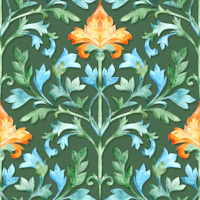 Hand Painted Floral Arabesque Large tapet