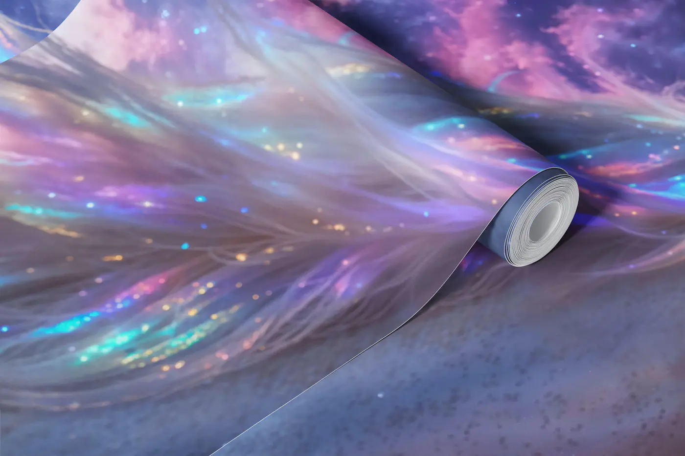 Moonlit Unicorn in Galaxy Sky wallpaper roll