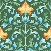 Hand Painted Floral Arabesque Small tapet