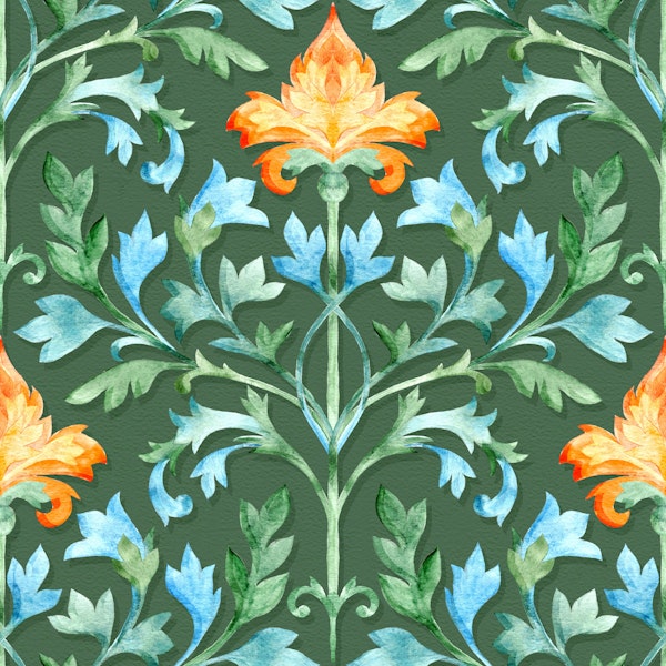 Hand Painted Floral Arabesque Small