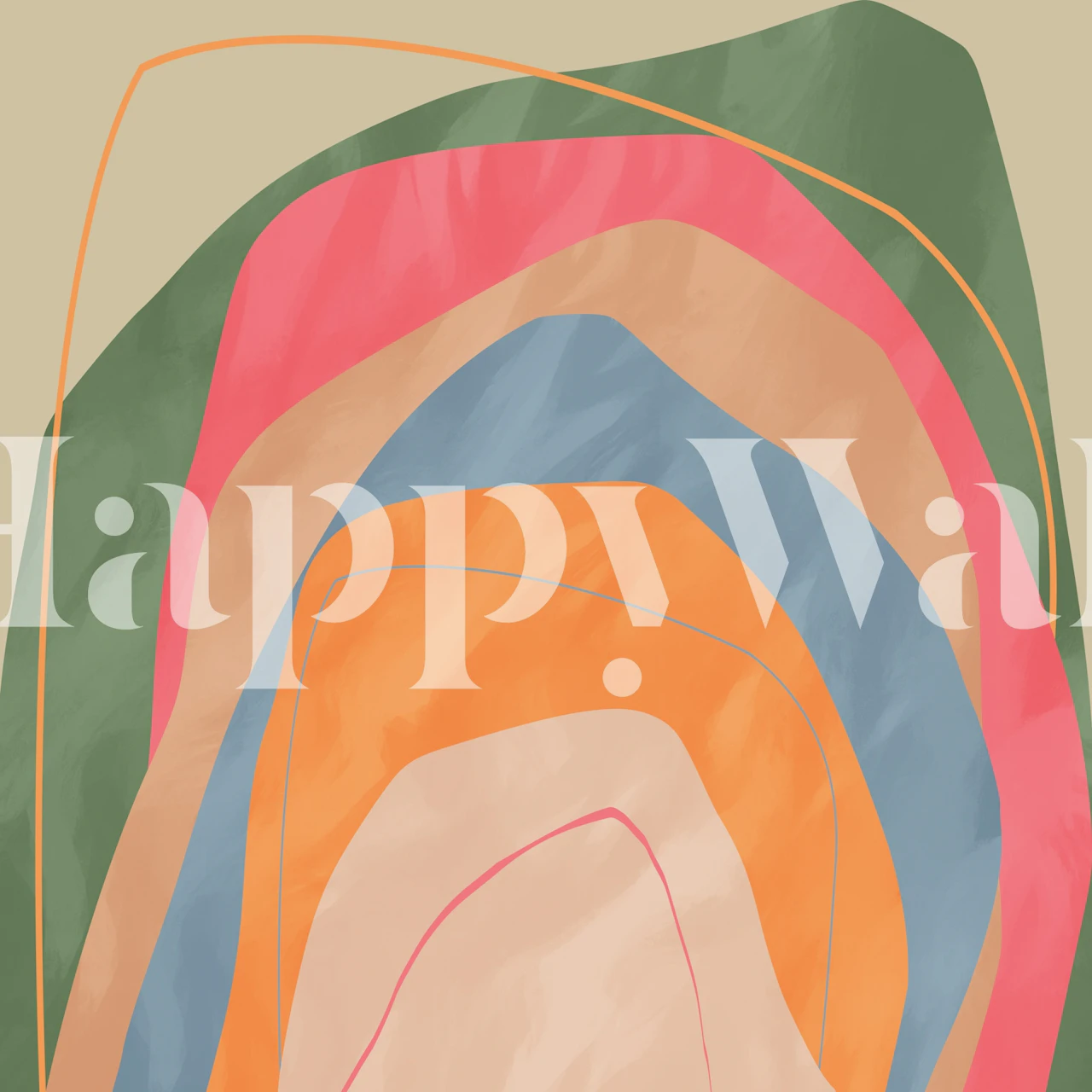 Mid Century Rainbow Waves wallpaper in a room