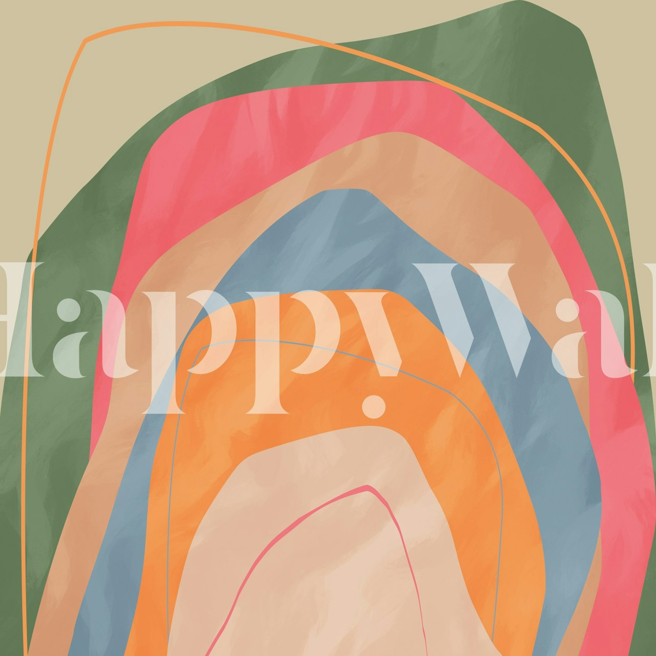 Mid Century Rainbow Waves wallpaper in a room