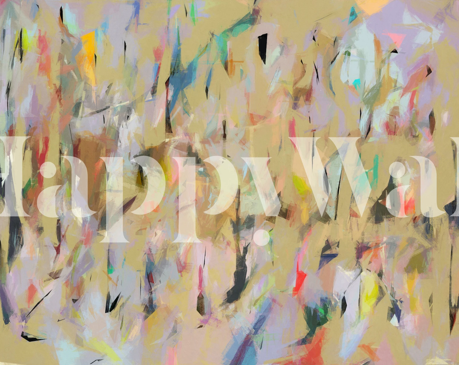 Soft Beige Abstract Brushstrokes wallpaper in a room