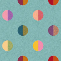 Half-moon polka dots on teal wallpaper