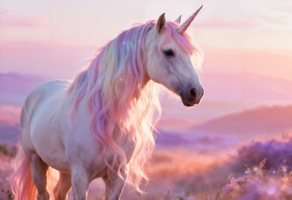 White Unicorn with Rainbow Mane