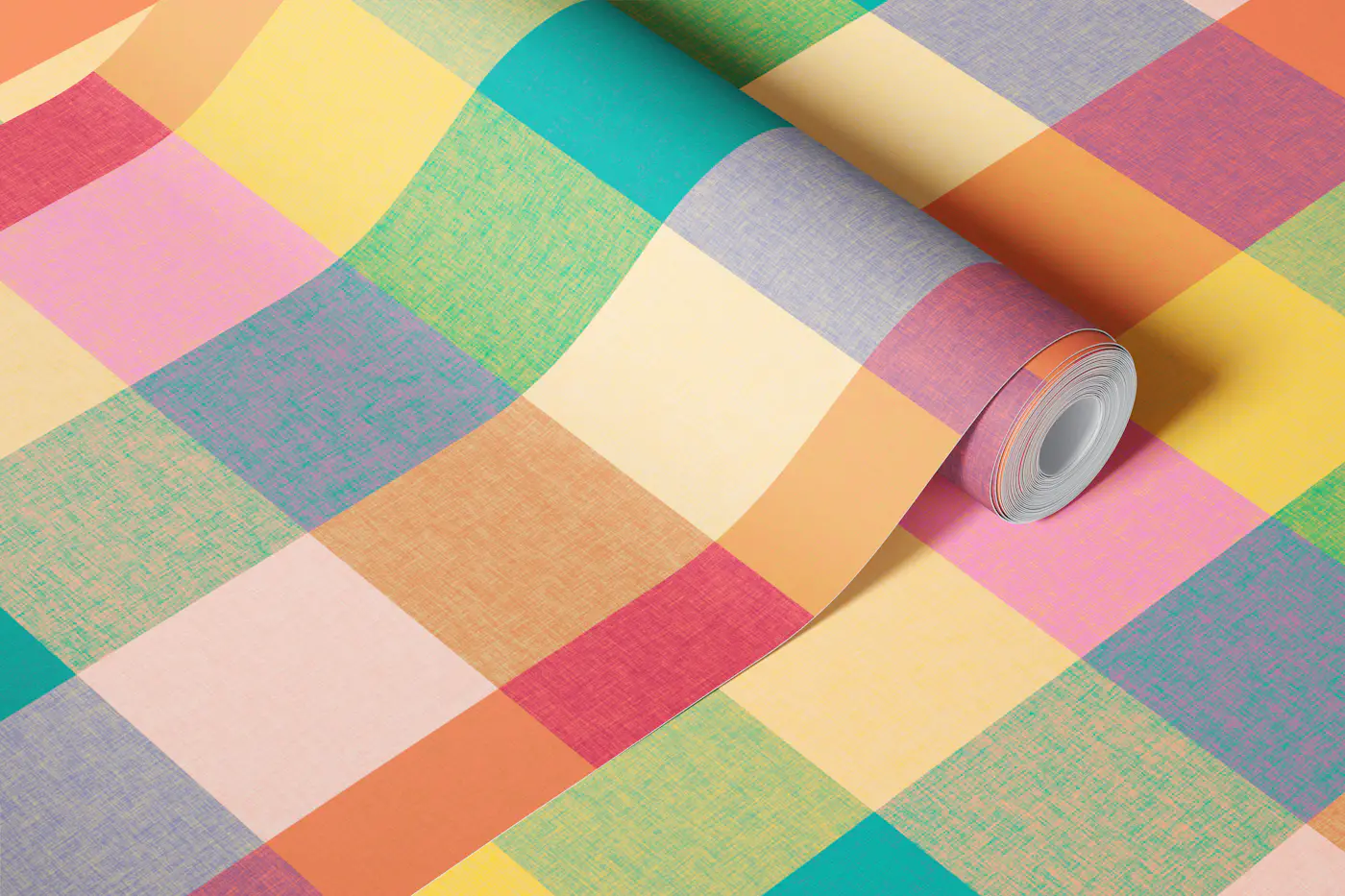 Pastel Plaid Linen wallpaper roll