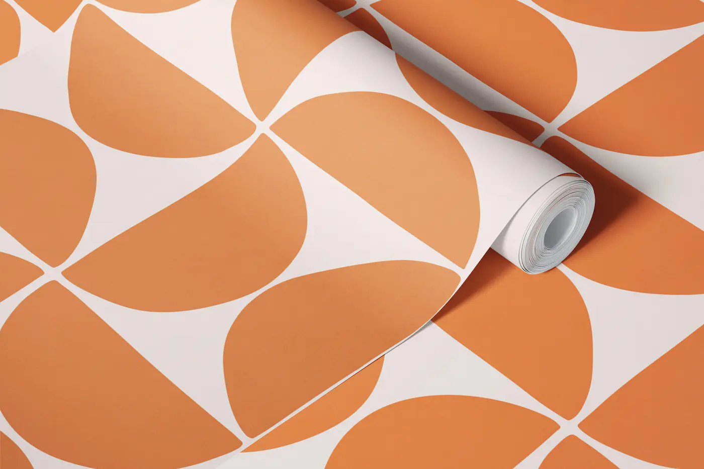 Retro Orange Scandi Geometric Shapes wallpaper roll