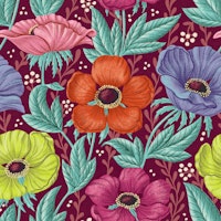 Maximalist Bold Florals - Burgundy wallpaper