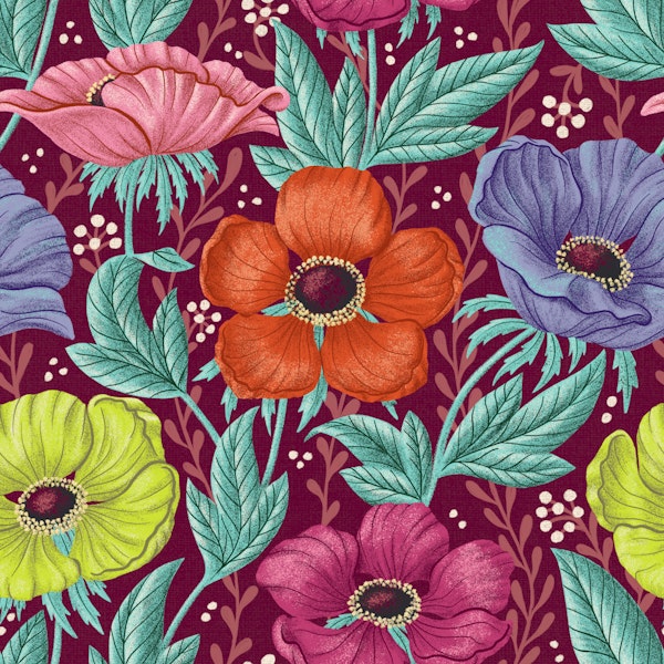 Maximalist Bold Florals - Burgundy
