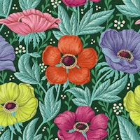 Maximalist Bold Florals - Dark Green wallpaper