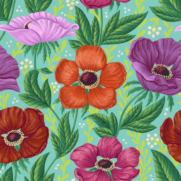 Maximalist Bold Florals - Turquoise