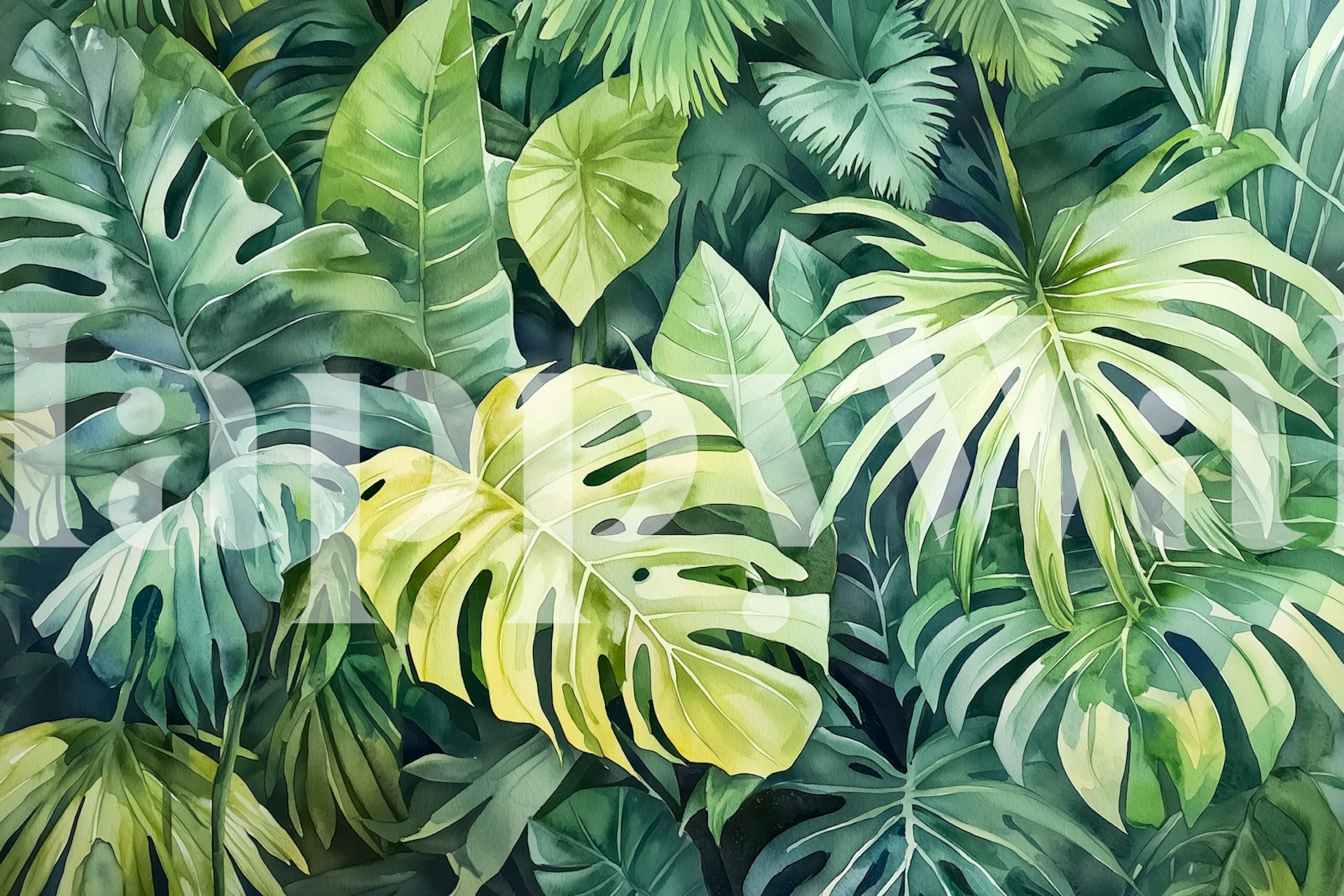 Tropical Monstera Leaves tapeta u sobi