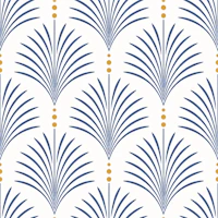 Blue Art Deco Palm Fan Geometric wallpaper