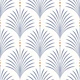 Blue Art Deco Palm Fan Geometric