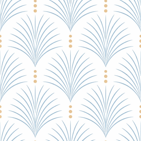 Light Blue Art Deco Palm Fan Pattern