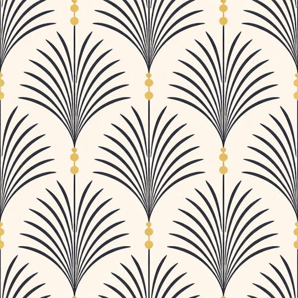 Black Gold Art Deco Palm Fan Pattern